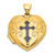 14k Polished Open Cross with Blue Fabric Interior 18mm Scrolled Heart Locket