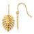 14K Polished Palm Leaf Dangle Shepherd Hook Earrings
