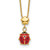14k Polished Red and Black Enameled Ladybug with Flower Bead 16.5 inch Necklace