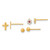 14K Polished Set of Ball Post CZ Flowers and Cross 3 Pair Earrings Set
