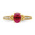 14k Polished Side Hearts Ruby and Diamond Ring