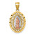14k Polished Two-tone with White Rhodium Diamond-cut Pierced Design Our Lady of Guadalupe Pendant