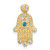 14k Polished White and Blue CZ Hamsa Chain Slide Pendant