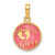 14K Polished with Pink Enamel and Clear Epoxy Resin It's A Girl Pendant