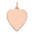 14k Rose Gold Plain .018 Gauge Heart Engravable Disc Charm