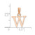 14K Rose Gold Polished Block Letter W Initial Pendant