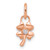 14K Rose Gold Polished Diamond Four Leaf Clover Charm