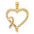 14K Rose Rhodium Pink Ribbon with Heart Pendant