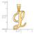 14K Script Letter L Initial Pendant