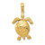 14K Solid Polished 3-D Moveable Turtle Pendant - C2-8C0C4528-2324