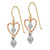 14k Tri-color Diamond Cut Heart Dangle Earrings