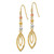 14K Tri-Color Diamond-cut Bead Oval Dangle Earrings