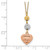 14K Tri-color Diamond-cut Beads and Puffed Heart 16 inch Necklace Plus 2 inch Extender
