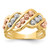 14K Tri-color Polished and Diamond-cut Beads Fashion Ring