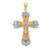 14K Tri-Color W/ White Rhodium Crucifix Cross Pendant