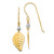 14K Two Tone Stamped Leaf Shepherd Hook Earrings