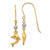 14K Two Toned Puffed Dolphin Shepherd Hook Earrings