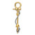 14K Two-tone 3-D Anchor w/T Bar and Rope w/Shackle Bail Charm