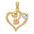 14K Two-tone and White Rhodium Polished Hearts Pendant