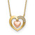 14K Two-Tone CZ Heart-in-Heart 18 inch Necklace Plus 2 inch Extender