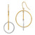 14k Two-Tone Double Circle & Bar Dangle Earrings