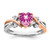 14k Two-tone Heart Created Pink Sapphire and Diamond Ring