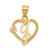14k Two-Tone Heart Letter J  Initial Pendant