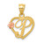 14k Two-Tone Heart Letter P  Initial Pendant