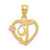 14k Two-Tone Heart Letter T  Initial Pendant