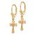 14K Two-tone Heart on Cross Leverback Earrings