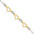 14K Two-tone Hearts and Diamond-cut Beads 7.5 inch Bracelet