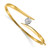 14k Two-tone Holds 3/4 carat 5.8mm Round Stone Hinged Oval Bangle Bracelet Mounting
