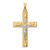 14k Two-tone Hollow Polished Textured & Striped Latin Crucifix