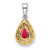 14k Two-tone Pear Ruby and Diamond Halo Pendant