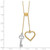 14K Two-tone Polished Adjustable-Dangle Heart and Key 17 inch Lariat Necklace