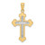 14k Two-tone Polished Budded Cross