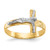 14K Two-Tone Polished Diamond-Cut Mens Crucifix Ring