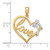 14k Two-tone Polished Heart with Bow Diamond Pendant