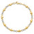 14K Two-tone Polished Puffed Hearts with Diamond-cut Beads 7.5 inch Bracelet