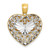 14K Two-tone Polished Reversible Diamond-cut Filigree Heart Pendant