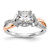 14k Two-Tone Rose and White Gold 1/4 carat Lab Grown Diamond VS/SI+ G+ Halo Semi Mount Peg Set Engagement Ring
