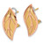 14K Two-tone Rose and Yellow Polished / Brushed Leaf Omega Back Earrings