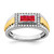 14k Two-tone Ruby and Diamond Mens Ring