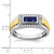 14k Two-tone Sapphire and Diamond Mens Ring