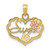 14k Two-Tone SWEET 16 Heart w/ Flower Charm