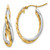 14k Two-Tone Textured and Polished Twist Oval Hoop Earrings
