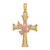 14k Two-tone Textured Finish Cross w/ Dove Charm