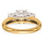 14k Two-tone Three Stone 1/2 carat Center Round and 1/4 carat Side Stone Engagement Ring Mounting