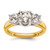 14k Two-tone Three Stone 3/4 carat Center Round and 3/8 carat Side Stone Engagement Ring Mounting