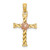 14k Two-Tone Twisted Cross w/ Flower Charm